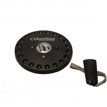 COLUMBUS Linterna CL 1 | Potente Lámpara de Camping LED con Mando a Distancia. Un Foco para el Techo de tu Tienda de Campaña con 23 LED, 3 Modos de Iluminación y 30 h de Autonomía - ABS Negro