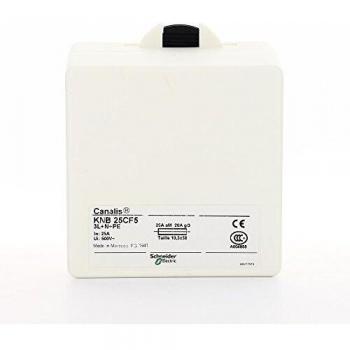 Schneider Electric KNB25CF5 Conductor/Canal KN Caja de Derivación para Fusible NF 10 x 38 mm, 3L + N + PE, 25 A, 230-500 V, 50/60 Hz, Blanco