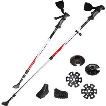 Ultrasport 3 en 1 - Bastón de senderismo, trekking y esquí  para todo el año, longitud de 71 cm a 145 cm, con cintas reflectantes 3M, color negro