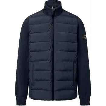 Ecoalf Men's Sustainable Blue Padded Jacket with Knit Sleeves and Zipper Closure