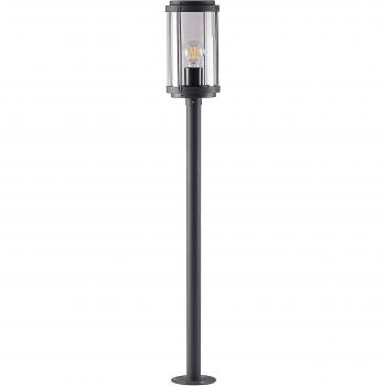 Bolardo luminoso redondo Ojali de Lindby, gris oscuro, lámpara para exterior moderna, hecho de aluminio, 1 llama E27, ideal para iluminación de senderos y balizas