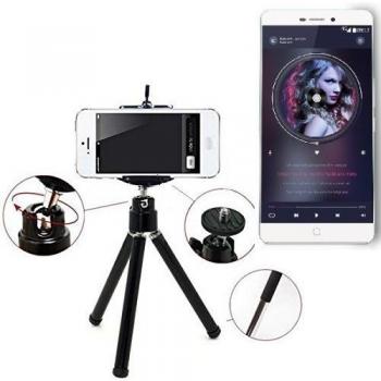 Smartphone trípode / soporte móvil / trípode como para Elephone P9000. Trípode de aluminio / trípode con soporte para el teléfono móvil, universal para todos los teléfonos inteligentes y las cámaras comunes. De color negro. Aferrarse trípode ada