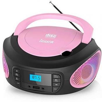 Lauson LLB999 Reproductor CD Portátil Luces LED Multicolor, Radio FM Digital y Pantalla LCD | Lector USB Reproduce Música MP3 | CD Player con Salida de Auriculares y Altavoces Incorporados