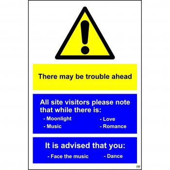 Il Peut Y avoir Trouble Ahead Sign – 1 mm plastic rigide 400 mm x 300 mm