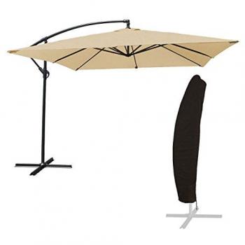 Sombrilla excéntrica cuadrada Molokai 2,7 x 2,7 m color beige con funda protectora