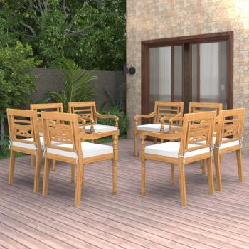 Batavia Teak Wood Chairs Set of 8 with Cushions