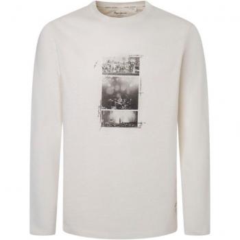 Pepe Jeans Men's Long Sleeve T-Shirt Charlie in Chalk White