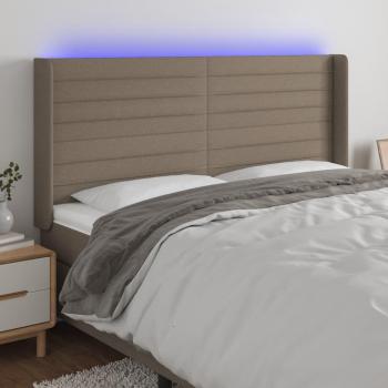 Cabecero Led Tortorera 203x16x111/128 cm Tela Gris Taupe