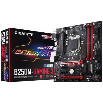 Gigabyte B250M-Gaming 3 - Placa Base Intel, LGA1151, 4DDR4, 64GB, VGA+DVI+HDMI, GBLAN, 6SATA3, 6USB3.1, mATX