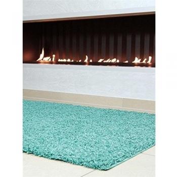 benuta Alfombra Shaggy pelo largo Swirls Turquesa 80x300 cm - 100% Polipropileno - Monocolor - Tejido a máquina - Cuarto de estar