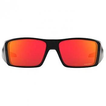 Oakley Heliostat Rectangular Sunglasses, Polished Black/Prizm Ruby, Size: ONE, 61mm