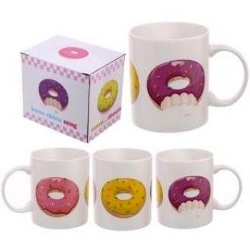 Puckator Donut - Taza de cerámica, color blanco