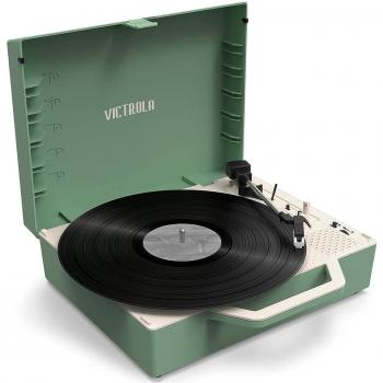 Victrola Re-Spin Tocadiscos de Maleta Sostenible con Bluetooth y Altavoz Incorporado Verde