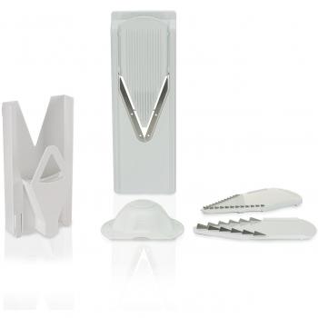 Börner Slicer V3 mandolina TrendLine Starter Blanca: Cortador de Vegetales y Frutas con Base de Almacenamiento