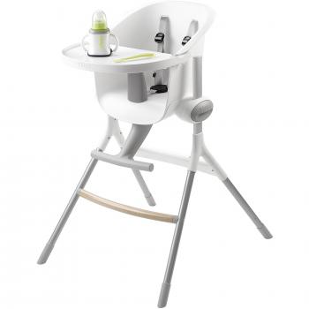 BÉABA - Trona Bebé Evolutiva - Ergonómica - Bandeja Extraíble y Reposapies - Altura Regulable 6 alturas - Gris/Blanco