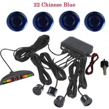 Eaglerich LED Aparcamiento Sensor Kit Display 4 sensores de 22mm 12V para todos los coches ayuda de reserva reversa Monitor del sistema de radar 22-azul chino