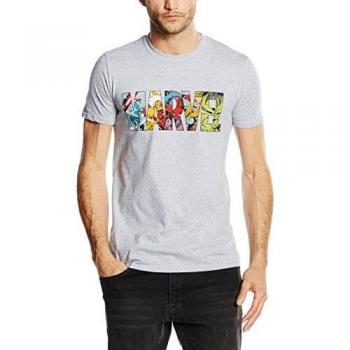Marvel Comic Strip Logo T-Shirt Camiseta, Gris