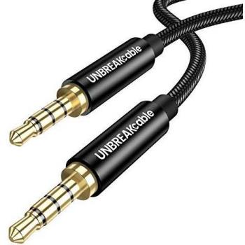 UNBREAKcable Cable Audio, Cable Jack Macho Macho 3.5mm de Nylon Trenzado Cable Jack de Aux Auxiliar para Auriculares, iPhone, iPad, Echo Dot, Smartphones, MP3, Estéreo del Coches - 1.2M