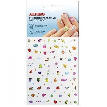 Pegatinas Autoadhesivas para Uñas Alpino - Surtido de Calcomanías de Colores, Diferentes Diseños, Brillos y Colores para Nail Art