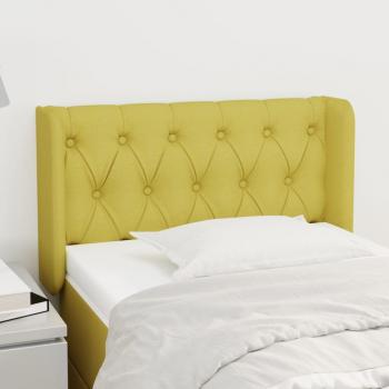 Cabecero tapizado en tela verde con medidas 83x16x78/88 cm, ideal para decorar tu dormitorio