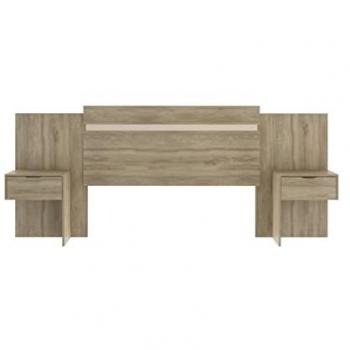 Cabecero extensible con mesas de noche PARATI - 140/160 cm - Color: Roble Natural