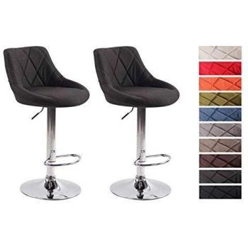 Set de 2 Taburetes Lazio Tapizados en Tela Gris Oscuro, Altura Regulable y Giratorios