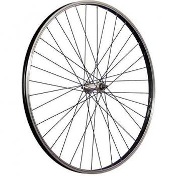 Rueda delantera de bicicleta 28 pulgadas, aluminio y acero inoxidable, 622-19, negro/plateado