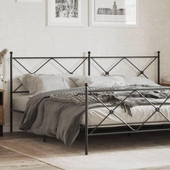 Cabecero de metal negro 193 cm Vidaxl Negro con diseño moderno, estructura resistente, acabado en pintura negra mate, fácil instalación y compatible con colchones estándar