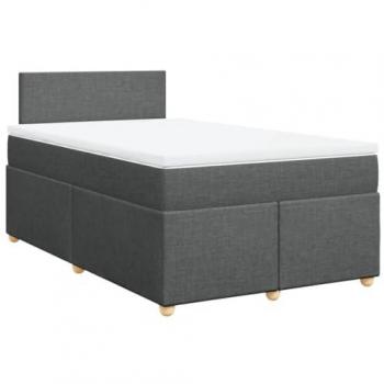 Cama box spring con colchón tela gris oscuro 120x200 cm