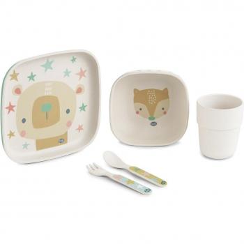 Set de vajilla 5 piezas Jané - Diseño orgánico con animalitos, apto para microondas y lavavajillas