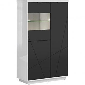 Vitrina 3 puertas estratificada blanca y negra Sven