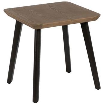 Mesa Auxiliar Paul Natural y Negro de Madera y Metal 58 x 58 x 60 cm