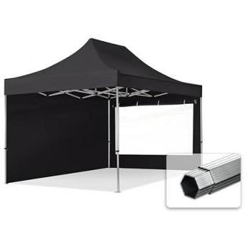 Carpa Plegable Profesional 3x4,5m de Aluminio 40mm con Laterales y Ventanas Panorámicas, Negra