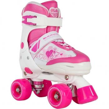 ROOKIE Adjustable Pulse Junior SML 8-11 Patines con 4 Ruedas, Niñas, Rosa / Blanco, 25 1/2-29