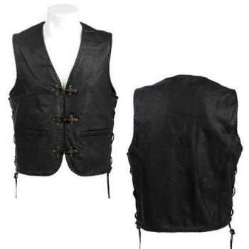 Chaleco de piel Vintage Leather Vest Chaleco piel Rockabilly Biker Sotana Club Chaleco