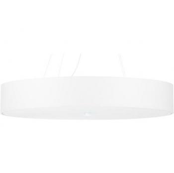 Lámpara Colgante Skala 80cm, Blanca, Cristal/Acero/Tela, E27, 6 Bombillas LED Suspendida