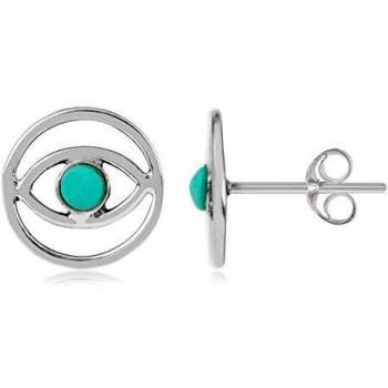 Córdoba Jewels | Pendientes en plata de ley 925 con turquesa con diseño Ojos Turco Turquesa Silver