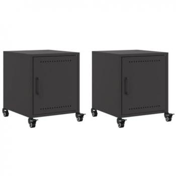 vidaXL Bedside Cabinets 2 pcs Black 36x39x43.5 cm Steel