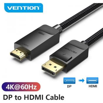 Cable Vention DisplayPort a HDMI 4K 1m 1080P@60Hz para PC, Laptop y Proyector - Negro