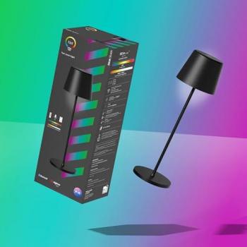 Lámpara de mesa LED recargable Müller Licht tint Dalia, aluminio, negro, RGBW, IP