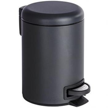 Wenko Leman Cubo con Pedal para Cosmética 3 L, Acero, Negro, 22.5x17x25 cm
