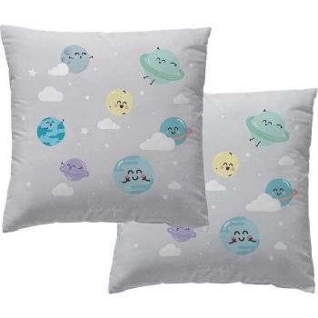 Funda de cuadrante de algodón Universo con diseño estampado en tonos grises y blancos