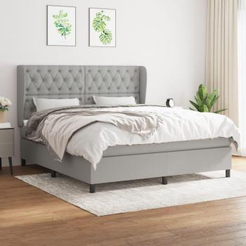 Cama box spring de muelles con colchón gris claro 160x200 cm