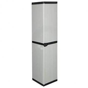 Armario alto de PVC impermeable con 3 estantes y 1 puerta, dimensiones 34 x 39.5 x 168 cm