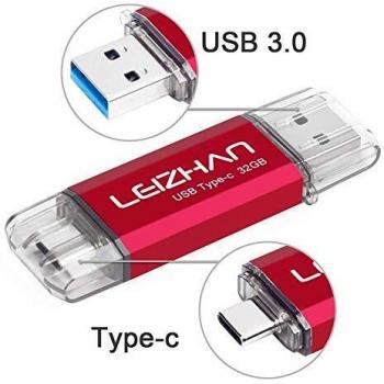 LEIZHAN 32GB 3.0 OTG USB Flash Drive 3.1 Tipo-C Dual Plug Memory Stick Pen Drive Para Tipo-C Smart Android Teléfono U Disco