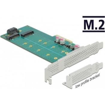 Controlador PCI Express x4 a 2 x M.2 NVMe + M.2 Key B, SATA 6Gb/s, Bajo Perfil
