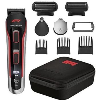 Rowenta Multiaccesorios Fórmula 1 TN944M - Recortadora de barba y cortapelos hombre y cuerpo, nariz y orejas, cuchillas de acero inoxidable, óptima precisión, autonomía 120 min y carga rápida,WET&DRY