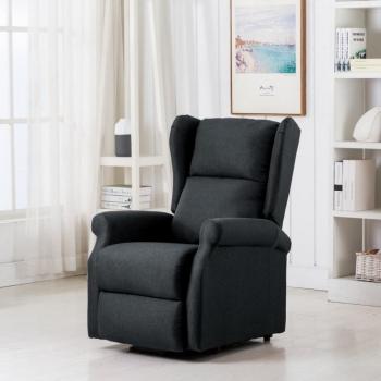 Sillón de masaje elevable tela gris oscuro