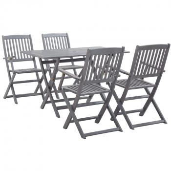 Juego de comedor de jardín 5 piezas madera maciza de acacia gris