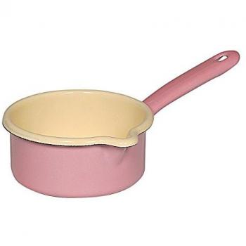 Cacerola con pico Riess de esmalte pastel rosa, 12 cm, 0.5 litros